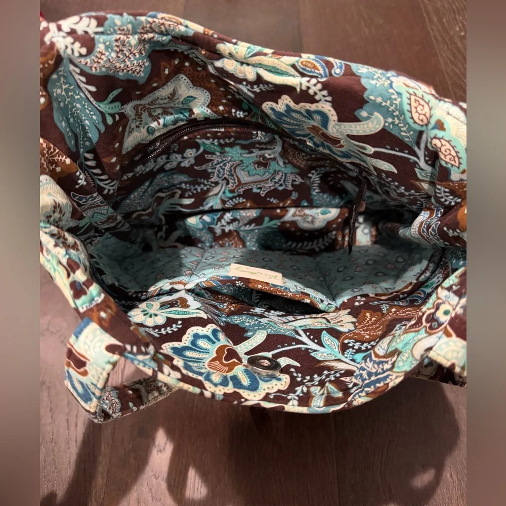 Vera Bradley Brown and Blue Floral Shoulder Bag - Picture 2 of 12